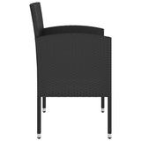 3 Piece Garden Dining Set Poly Rattan Black - 45-Degree Angle