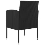 3 Piece Garden Dining Set Poly Rattan Black - Rear View