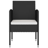 3 Piece Garden Dining Set Solid Acacia Wood & Poly Rattan Black - Top-Down View