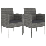 3 Piece Garden Dining Set Solid Acacia Wood & Poly Rattan Anthracite - Front View