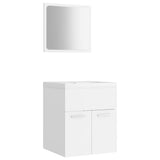 Bathroom Furniture Set White Engineered Wood - Front View