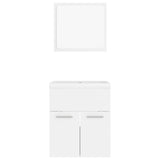 Bathroom Furniture Set White Engineered Wood - 45-Degree Angle