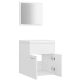 Bathroom Furniture Set White Engineered Wood - Close-Up Angle