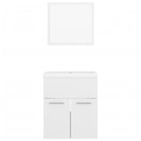 Bathroom Furniture Set High Gloss White Engineered Wood - 45-Degree Angle