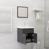 Bathroom Furniture Set High Gloss Grey Engineered Wood