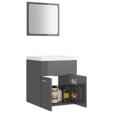 Bathroom Furniture Set High Gloss Grey Engineered Wood - Top-Down View