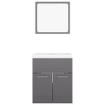 Bathroom Furniture Set High Gloss Grey Engineered Wood