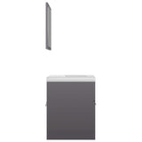 Bathroom Furniture Set High Gloss Grey Engineered Wood - Rear View