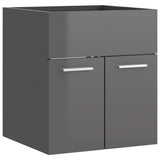 Bathroom Furniture Set High Gloss Grey Engineered Wood - Low Angle