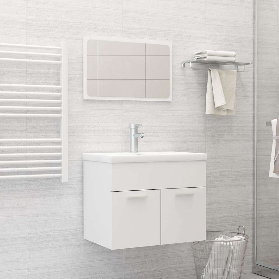 Bathroom Furniture Set White Engineered Wood