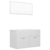Bathroom Furniture Set High Gloss White Engineered Wood - Front View