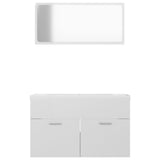 Bathroom Furniture Set High Gloss White Engineered Wood - 45-Degree Angle