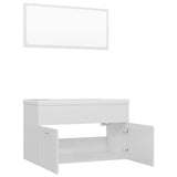 Bathroom Furniture Set High Gloss White Engineered Wood - Close-Up Angle