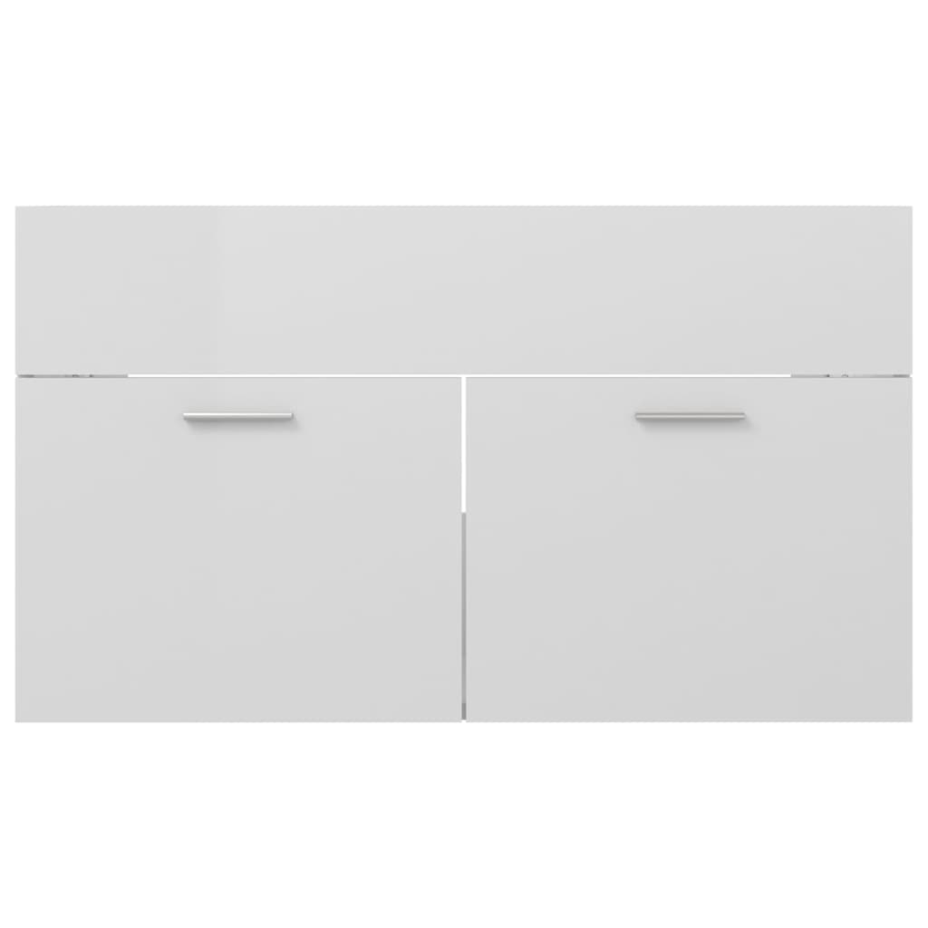 Bathroom Furniture Set High Gloss White Engineered Wood