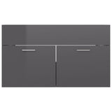 Bathroom Furniture Set High Gloss Grey Engineered Wood - Extra Image