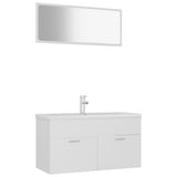 Bathroom Furniture Set White Engineered Wood - Front View
