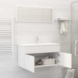 Bathroom Furniture Set White Engineered Wood - Side View