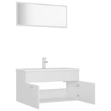 Bathroom Furniture Set White Engineered Wood - Close-Up Angle