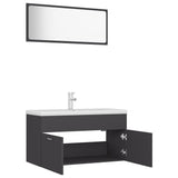 Bathroom Furniture Set Grey Engineered Wood - 45-Degree Angle