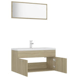 Bathroom Furniture Set Sonoma Oak Engineered Wood - Close-Up Angle