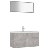 Bathroom Furniture Set Concrete Grey Engineered Wood - Front View