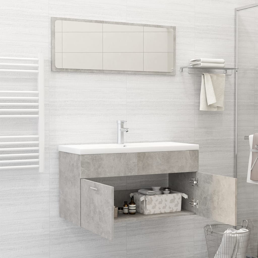 Bathroom Furniture Set Concrete Grey Engineered Wood