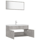 Bathroom Furniture Set Concrete Grey Engineered Wood - Close-Up Angle