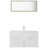 Bathroom Furniture Set White and Sonoma Oak Engineered Wood - 45-Degree Angle