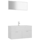 Bathroom Furniture Set High Gloss White Engineered Wood - Front View
