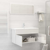 Bathroom Furniture Set High Gloss White Engineered Wood - Side View