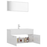 Bathroom Furniture Set High Gloss White Engineered Wood - Top-Down View