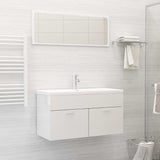Bathroom Furniture Set High Gloss White Engineered Wood