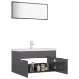 Bathroom Furniture Set High Gloss Grey Engineered Wood - Top-Down View