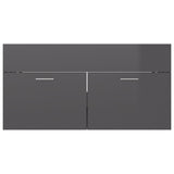 Bathroom Furniture Set High Gloss Grey Engineered Wood - Extra Image