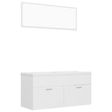 Bathroom Furniture Set White Engineered Wood - Front View