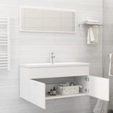 Bathroom Furniture Set White Engineered Wood - Side View