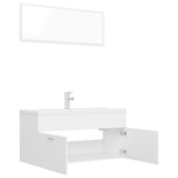 Bathroom Furniture Set White Engineered Wood - Close-Up Angle