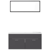 Bathroom Furniture Set Grey Engineered Wood - 45-Degree Angle