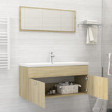 Bathroom Furniture Set Sonoma Oak Engineered Wood - Side View