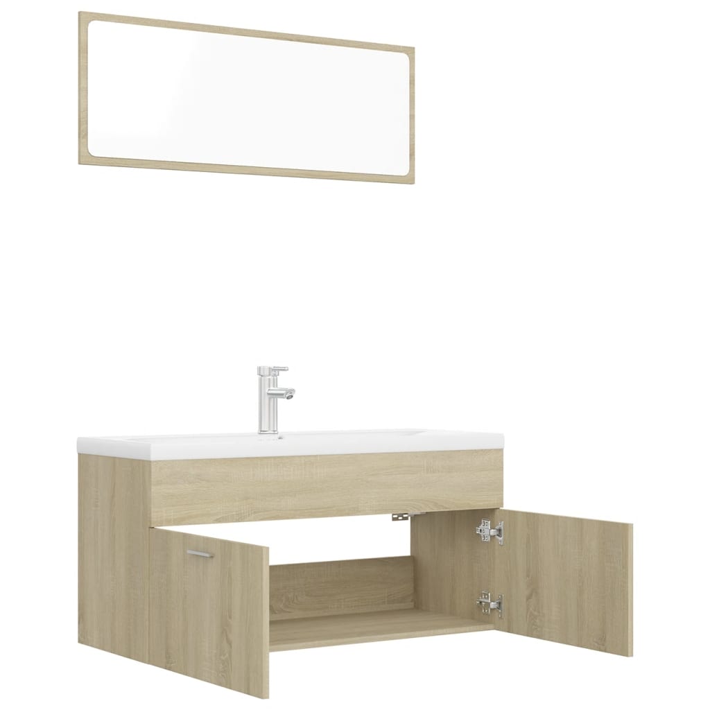 Bathroom Furniture Set Sonoma Oak Engineered Wood