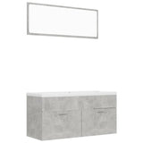 Bathroom Furniture Set Concrete Grey Engineered Wood - Front View