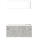 Bathroom Furniture Set Concrete Grey Engineered Wood - Rear View