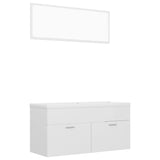 Bathroom Furniture Set High Gloss White Engineered Wood - Front View