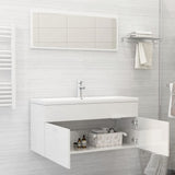 Bathroom Furniture Set High Gloss White Engineered Wood - Side View