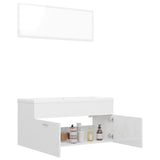 Bathroom Furniture Set High Gloss White Engineered Wood - Top-Down View