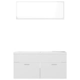 Bathroom Furniture Set High Gloss White Engineered Wood - 45-Degree Angle