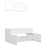 Bathroom Furniture Set High Gloss White Engineered Wood - Close-Up Angle