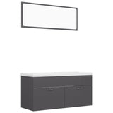 Bathroom Furniture Set High Gloss Grey Engineered Wood - Front View