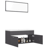 Bathroom Furniture Set High Gloss Grey Engineered Wood - Top-Down View