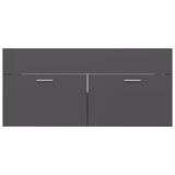 Bathroom Furniture Set High Gloss Grey Engineered Wood - Extra Image